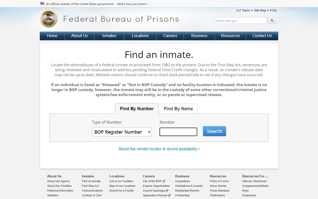 Federal BOP inmate locator for Iowa federal custody searches