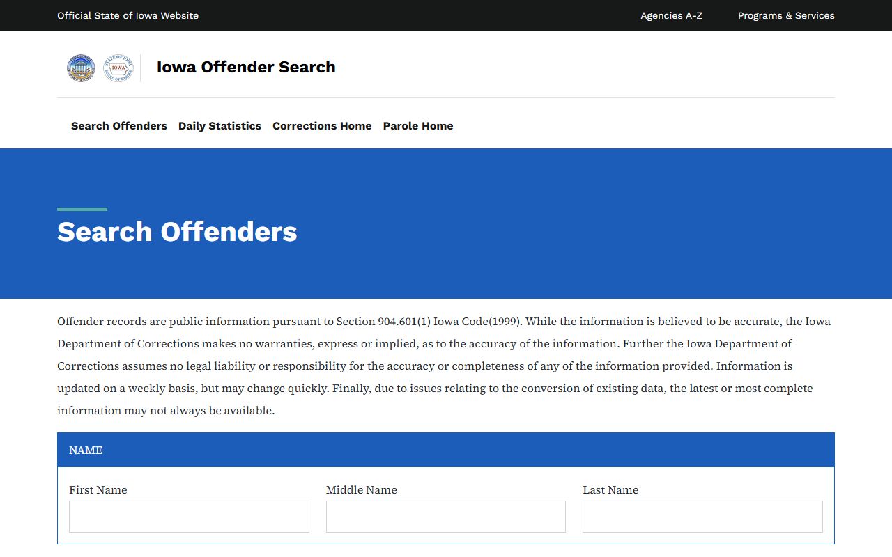 Iowa Offender Search for IDOC inmate population lookup