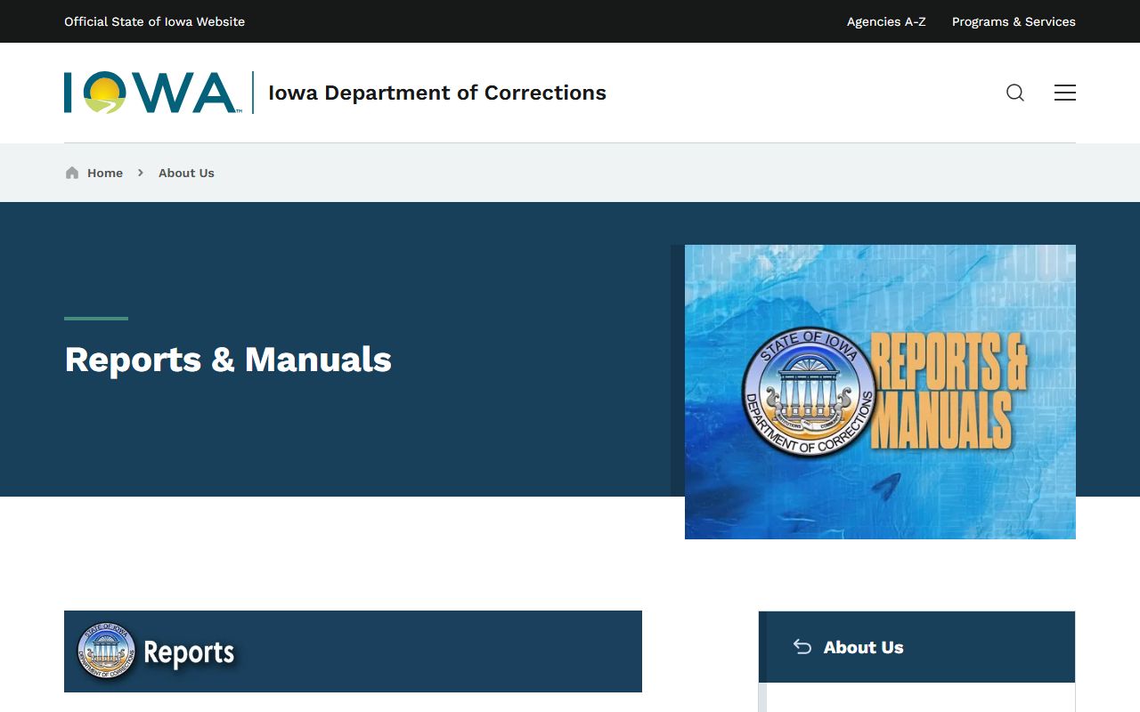 IDOC reports and manuals page for Iowa Department of Corrections annual reports